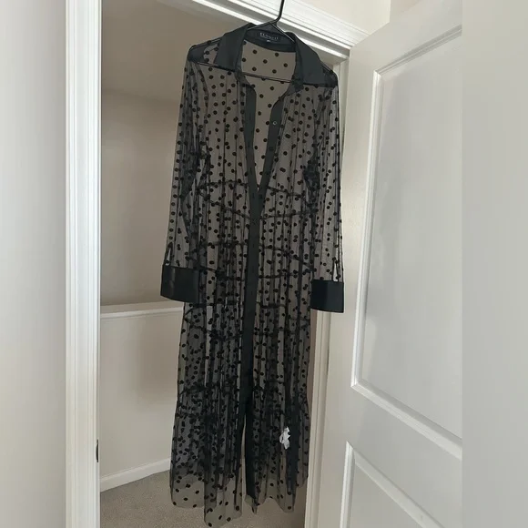 Eloquii Sheer Black Tulle Polka Dot Dress - Picture 2 of 6